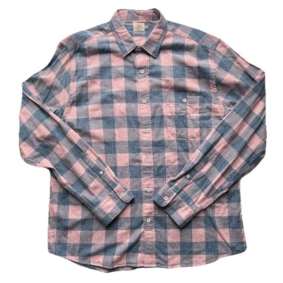 Faherty Doublecloth Seaview Button Down Shirt 2XL Rose/Blue Plaid Long Sleeve - Picture 1 of 11